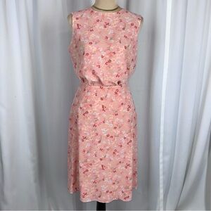 Liz Claiborne Villager Skirt Outfit Set Sz 8 Pink Floral Buttons Up Back Easter